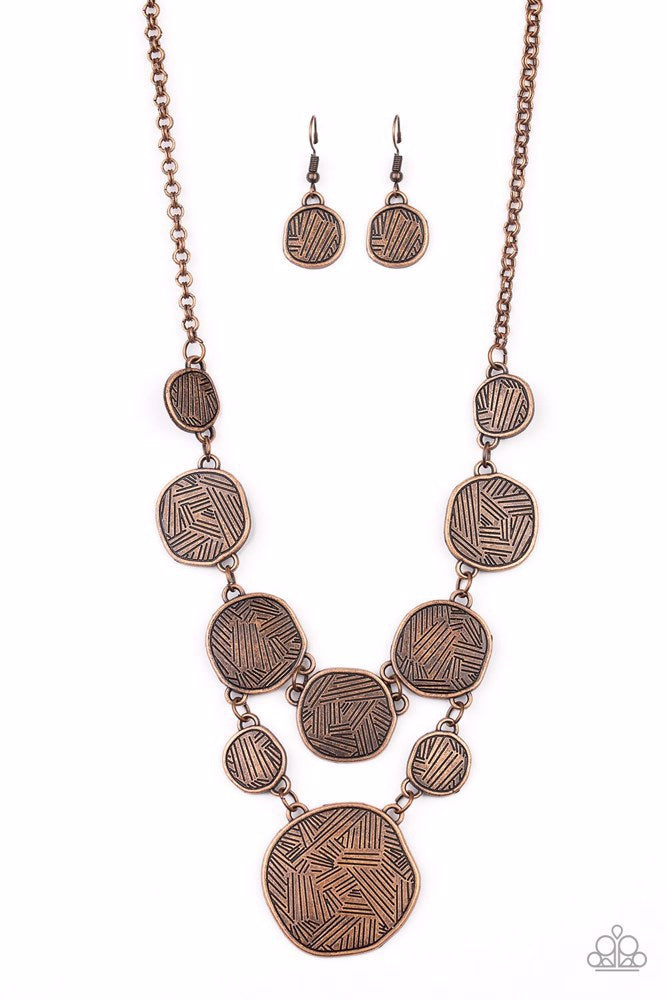 Metallic Patchwork - Copper Paparazzi Necklace