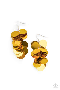 Now You SEQUIN It - Gold Paparazzi Earrings