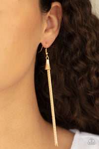 Shimmery Streamers - Gold Paparazzi Earrings