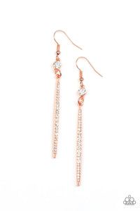 Skyscraping Shimmer - Copper Paparazzi Earrings