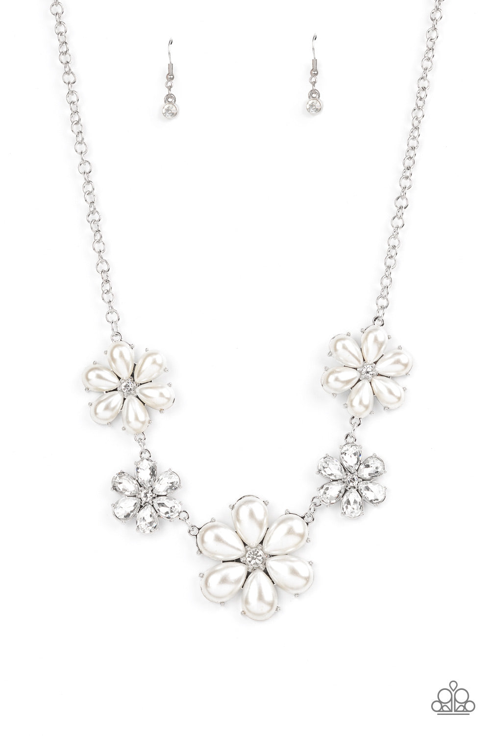 Fiercely Flowering - White Paparazzi Necklace
