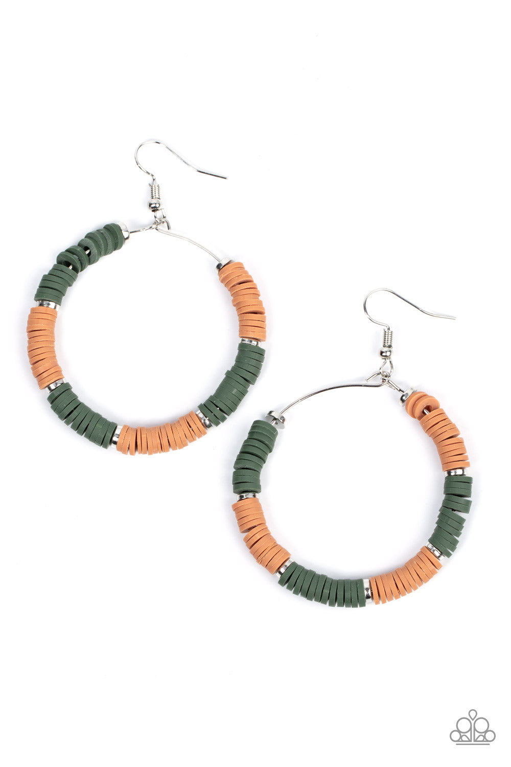 Skillfully Stacked - Green Paparazzi Earrings