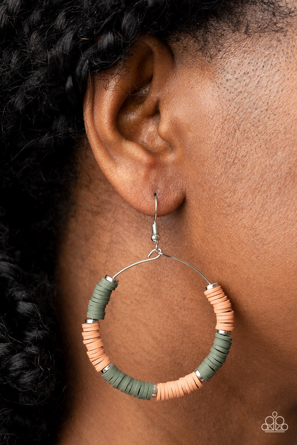 Skillfully Stacked - Green Paparazzi Earrings