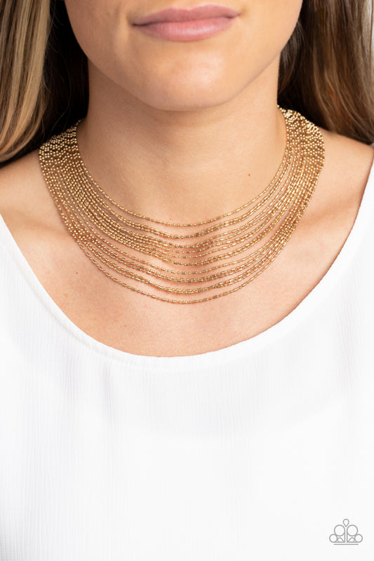 Cascading Chains - Gold Paparazzi Necklace