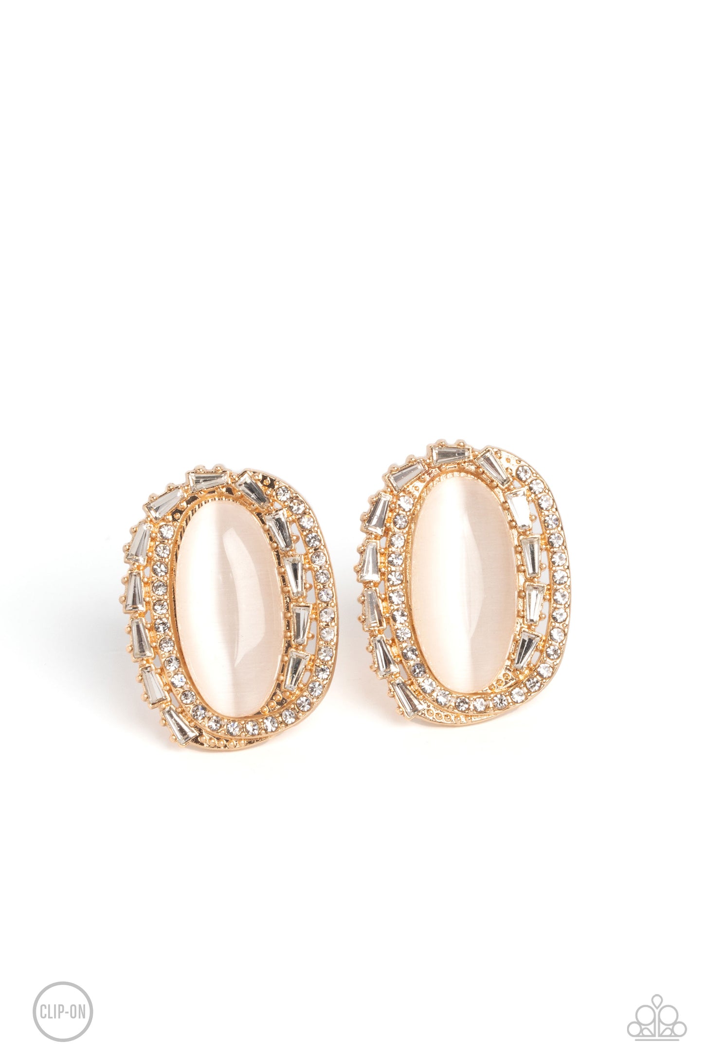 Shimmery Statement - Gold Paparazzi Earrings