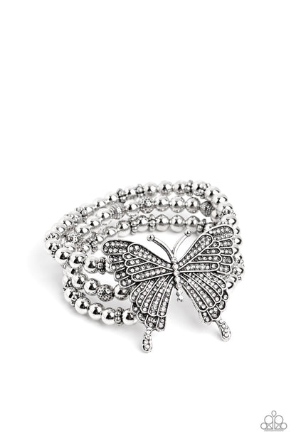 First WINGS First - White Paparazzi Bracelet