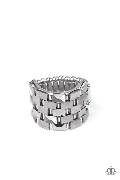 Checkered Couture Silver Paparazzi Ring