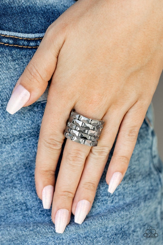 Checkered Couture Silver Paparazzi Ring