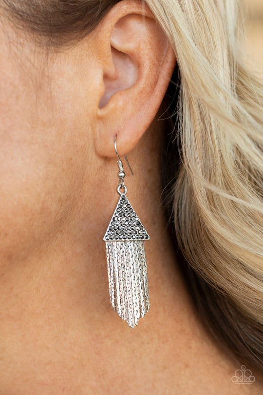 Pyramid Sheen Silver Paparazzi Earrings
